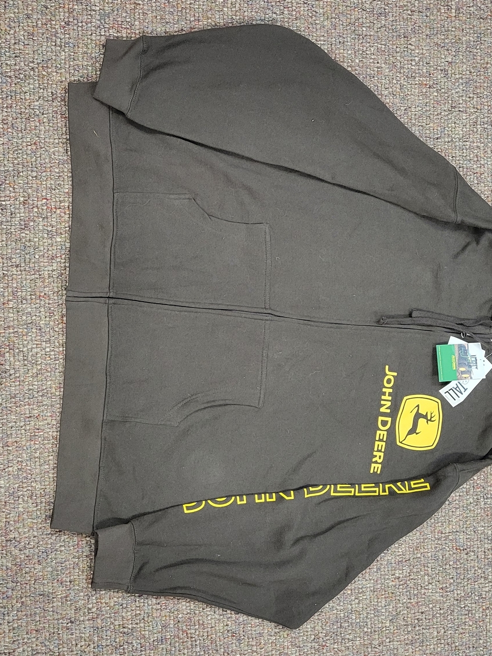 John Deere Brown Hoodie with Green and Yellow Logo